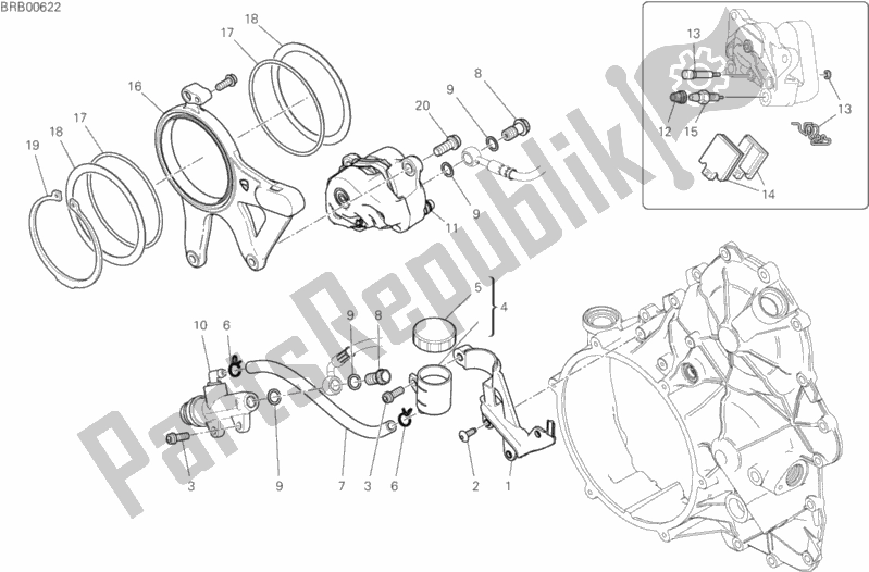 Tutte le parti per il Sistema Frenante Posteriore del Ducati Superbike Panigale V4 R USA 1000 2020